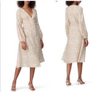 SANCIA The Maryse cream pink button front midi Dress